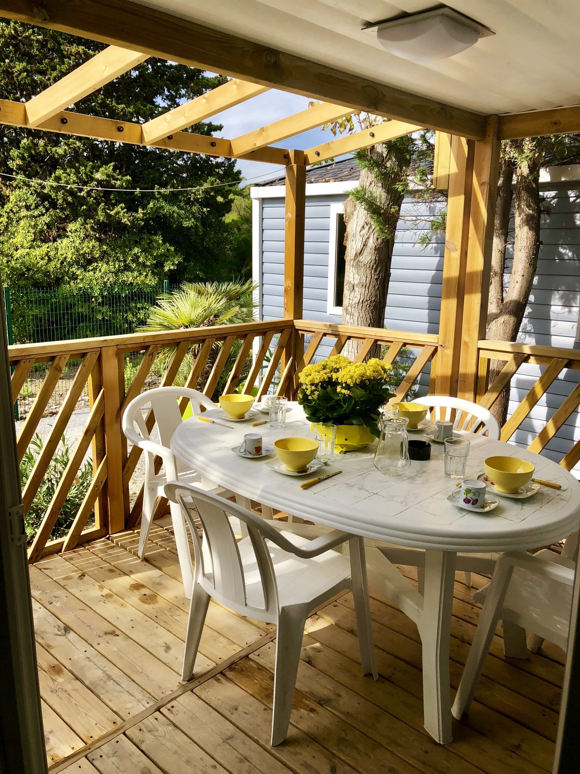 terraza tipo logia compacta, alquiler de mobil-homes en Barcares